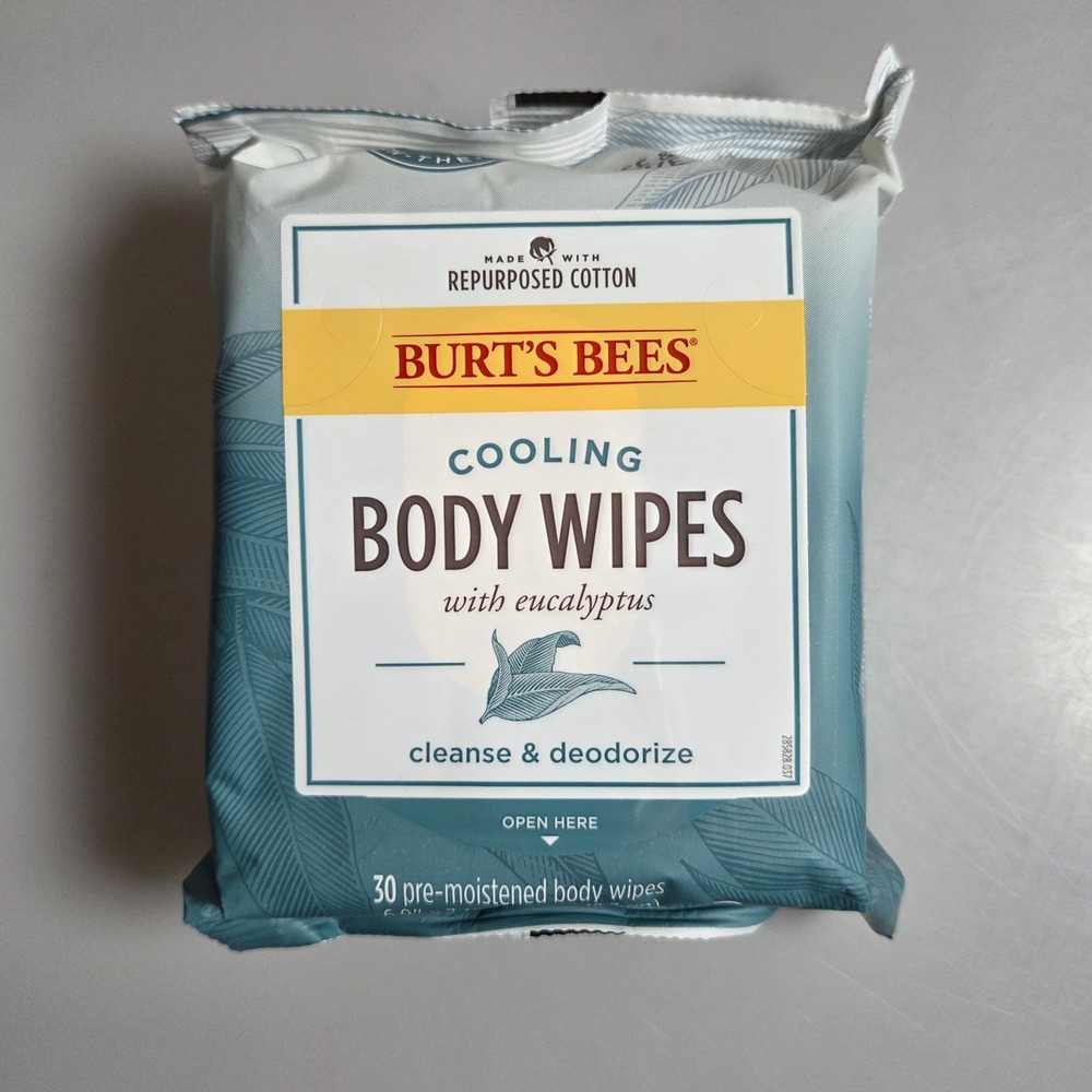 Burt's Bees Cooling Body Wipes with Eucalyptus Cleanse & Deodorize 30 Count Pack